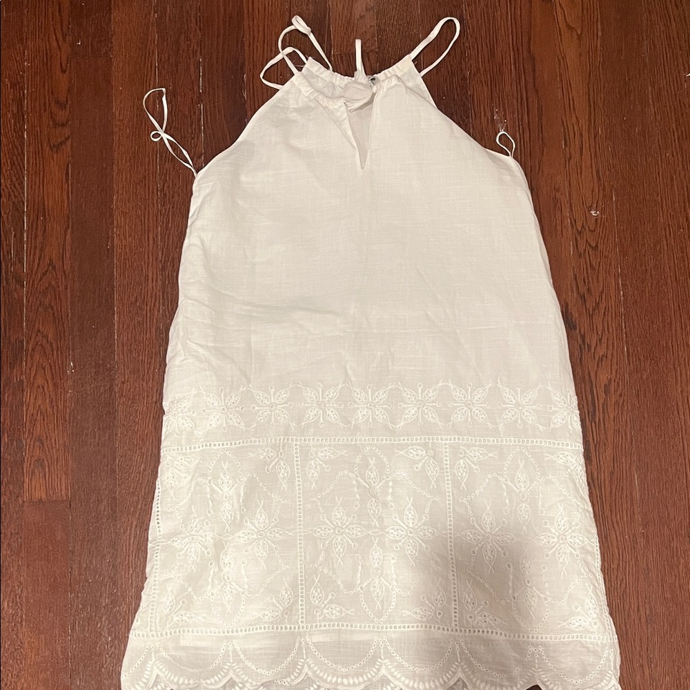 Elegant White Lace Trim Women's Dress 👗